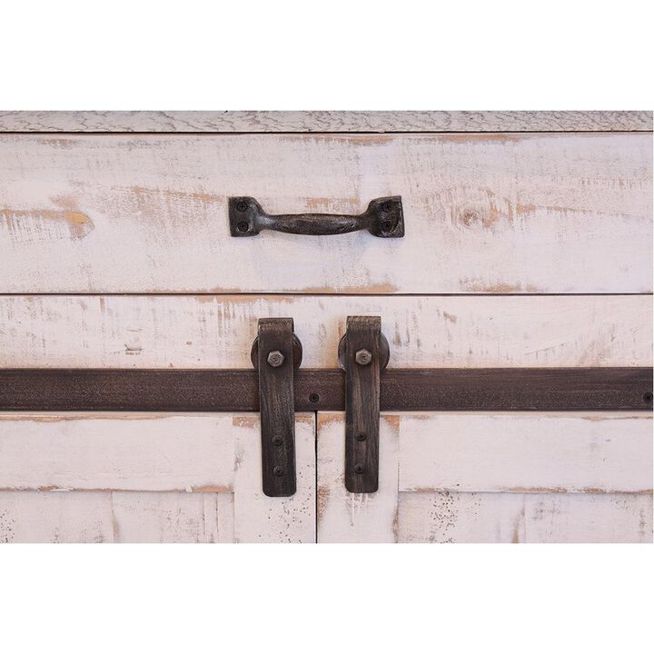 Crafters and Weavers Greenview Kitchen Island - Distressed White