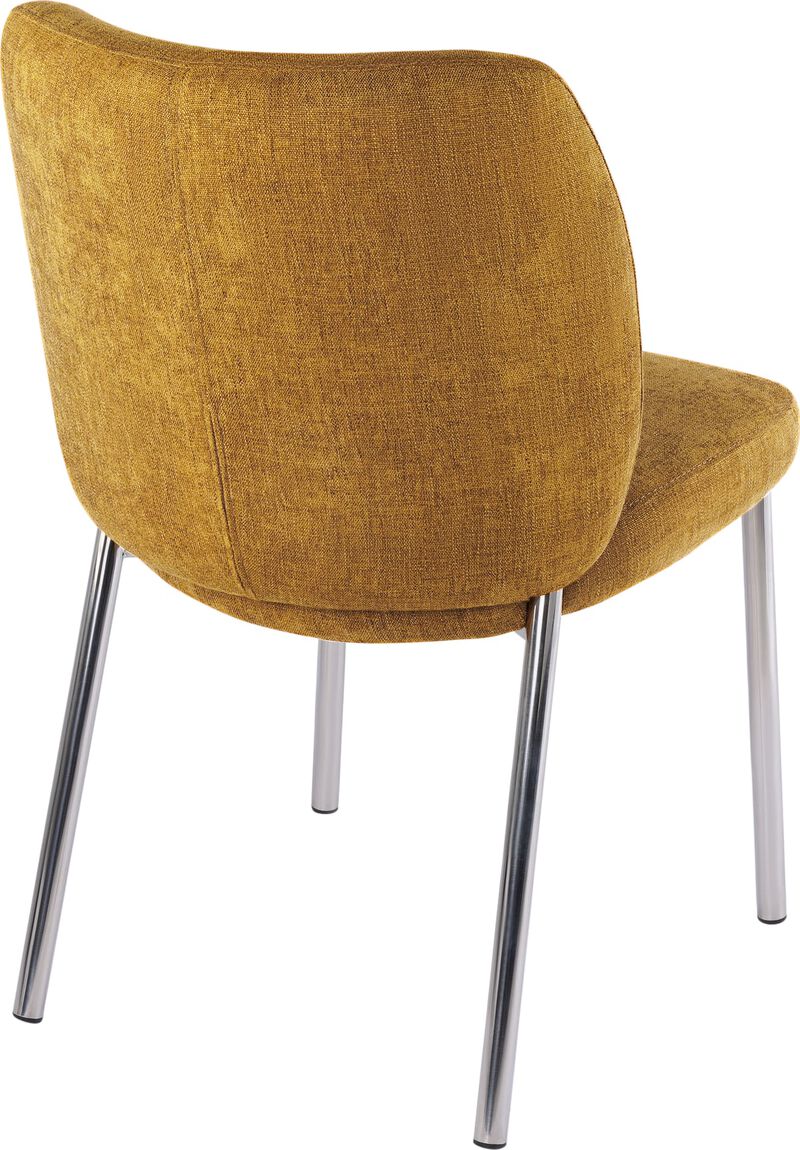 Fomo Chenille-upholstered Stainless Steel Base Dining Chair in Pineapple - Set of 2