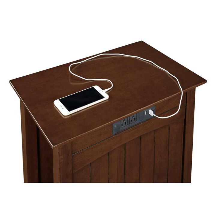 Convenience Concepts Edison End Table with Charging Station and Shelf, Espresso