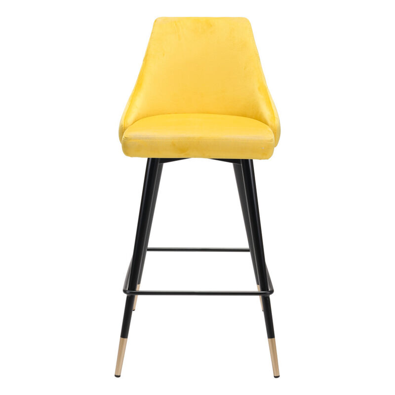 Hivvago 26 Inch Yellow And Black Steel Low Back Counter Height Bar Chair
