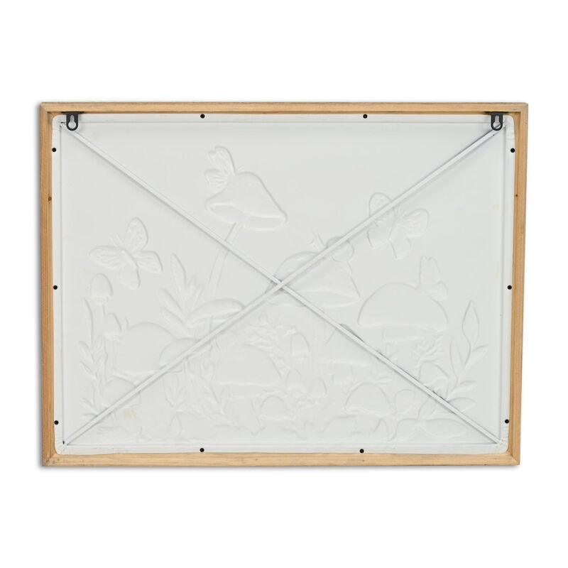 HomeRoots 20" X 26" Natural And White Butterflies and Mushrooms Metal Framed Art image number 4