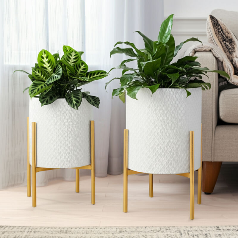Textured Planter on Stand (Set of 2)