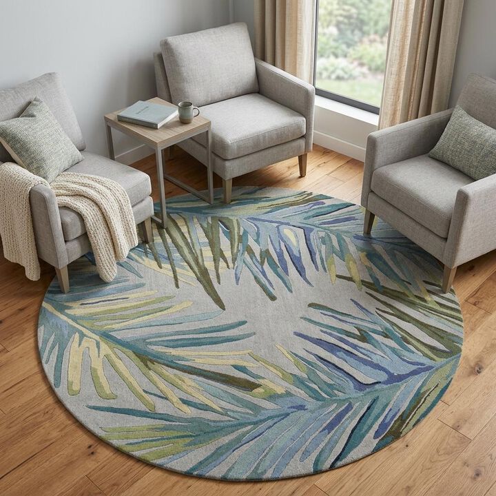 HomeRoots Round Wool Hand Tufted Area Rug