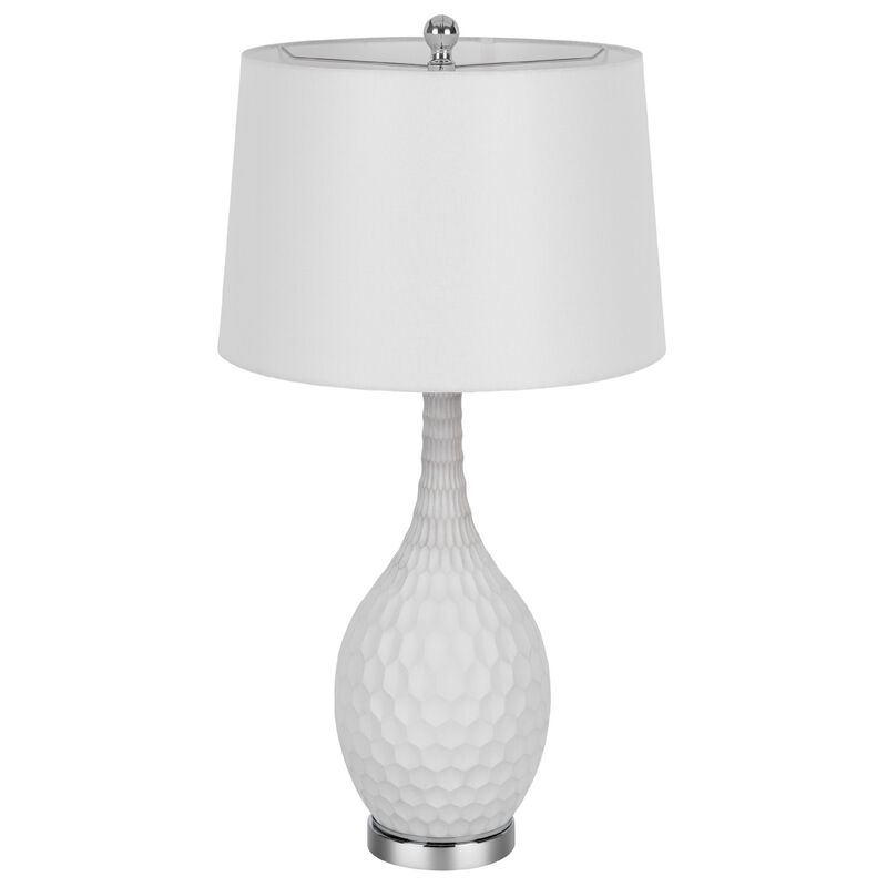 Table Lamp Set of 2, Sculpted Slim Neck Glass Base, Off White Shade image number 3