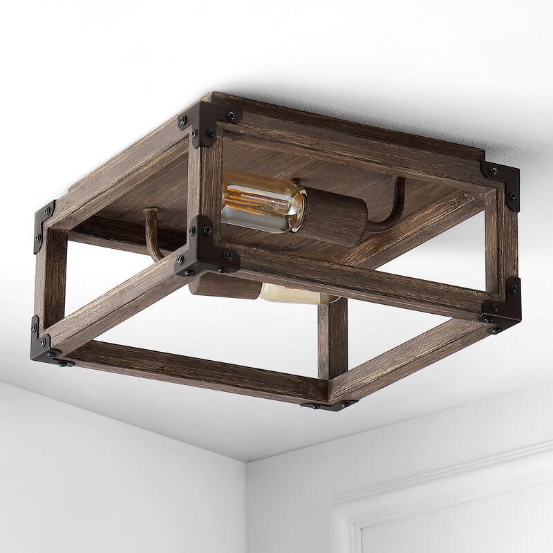 Magnolia 2-Light Iron Rustic Farmhouse LED Flush Mount