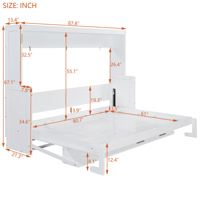 Merax Queen Size Folding Murphy Bed with Hidden Desk image number 3
