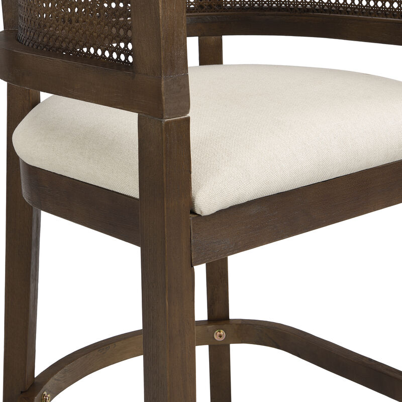 Christopher Knight Home Imamu Contemporary Rubberwood Upholstered Counter Stools with Curved Rattan Back (Set of 2)