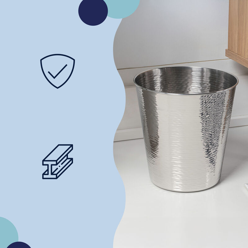 Remi Modern Classic Textured Steel 2-Gallon Wastebasket