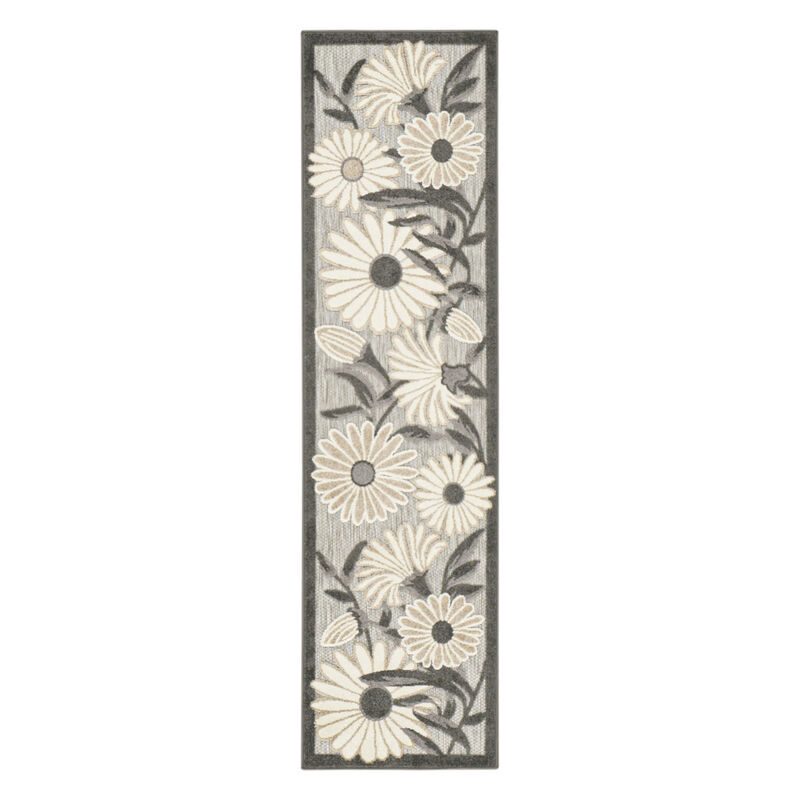HomeRoots 6' Beige And Gray Floral Indoor Outdoor Runner Rug image number 0