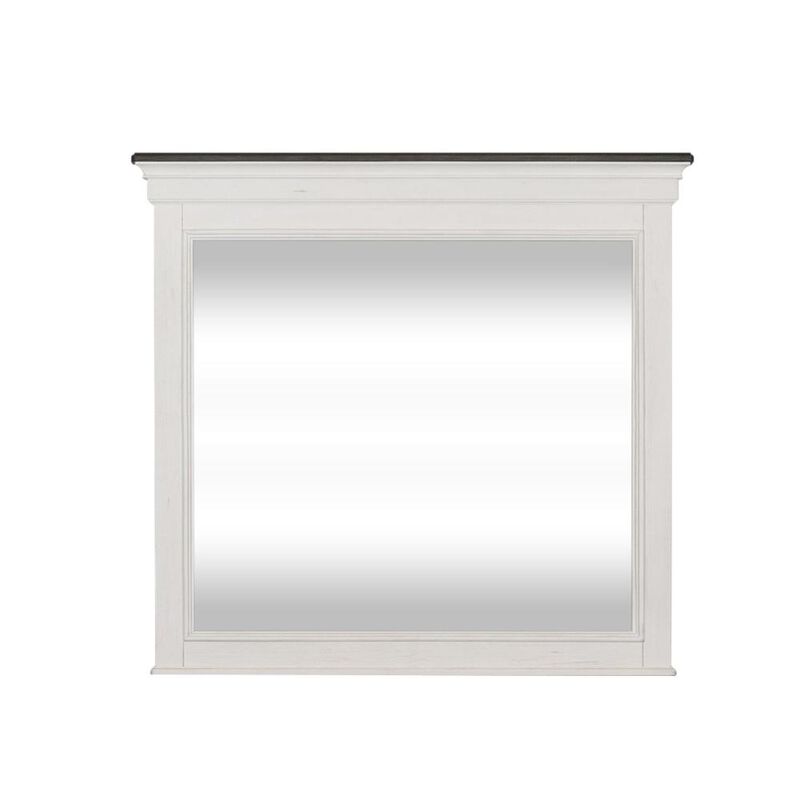 Liberty Furniture Allyson Park Crown Mirror in Wirebrushed White w/ Charcoal Top image number 0