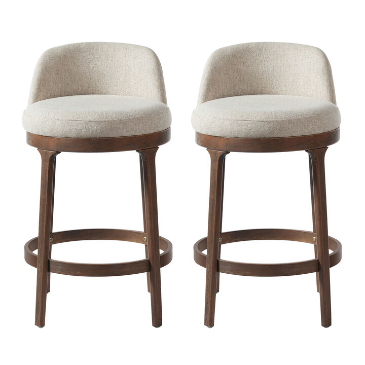 Christopher Knight Home Cecile Modern Rubberwood Upholstered Bar Stools (Set of 2)