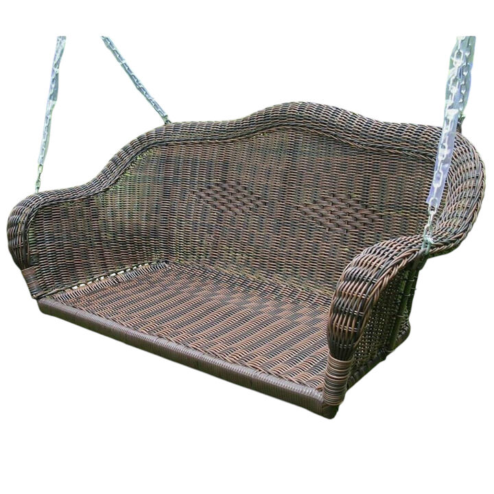 Resin Wicker Porch Swing with Hanging Chain for Outdoor Relaxation