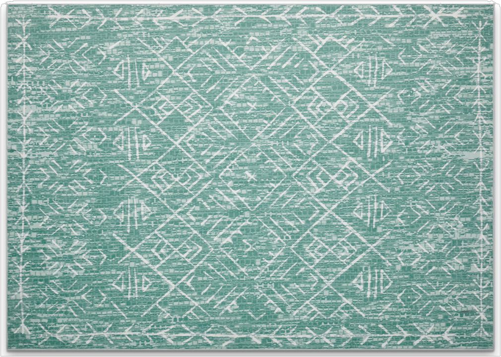 HomeRoots Abstract Geometric Distressed Washable Area Rug