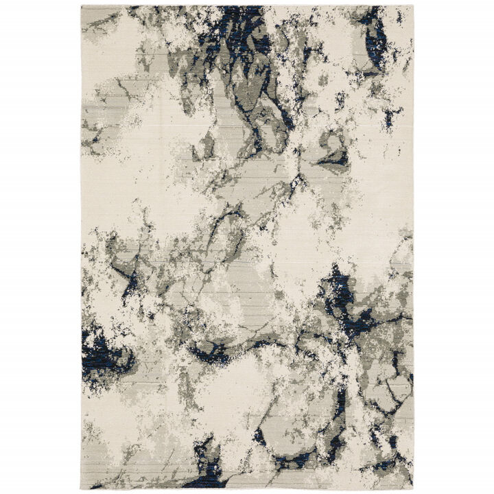3 X 5 grey Black And Ivory Abstract Power Loom Stain Resistant Area Rug