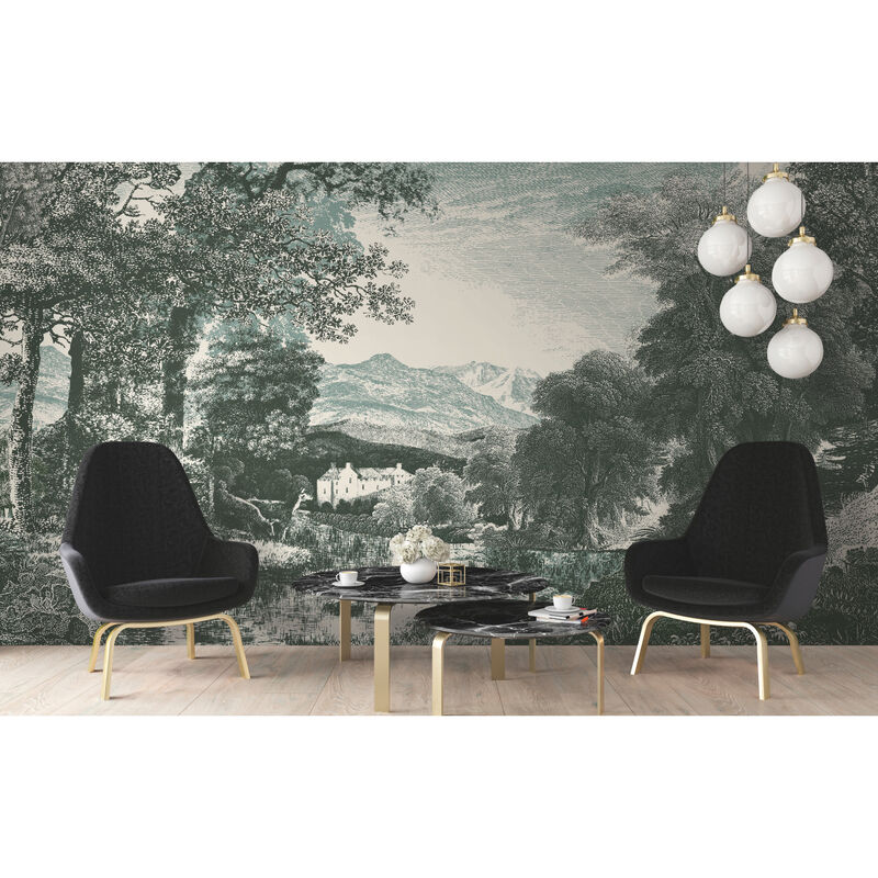 Provincial Scenic Teal Wall Mural (Set of 2) image number 1