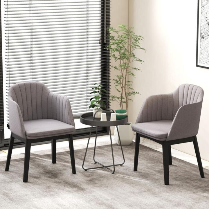 Hivvago Upholstered Velvet Accent Modern Dining Chairs Set of 2 with Curved Backrests