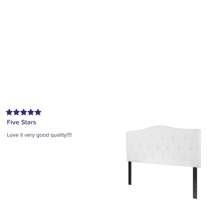 Flash Furniture Tufted Upholstered Full Size Headboard in White Fabric