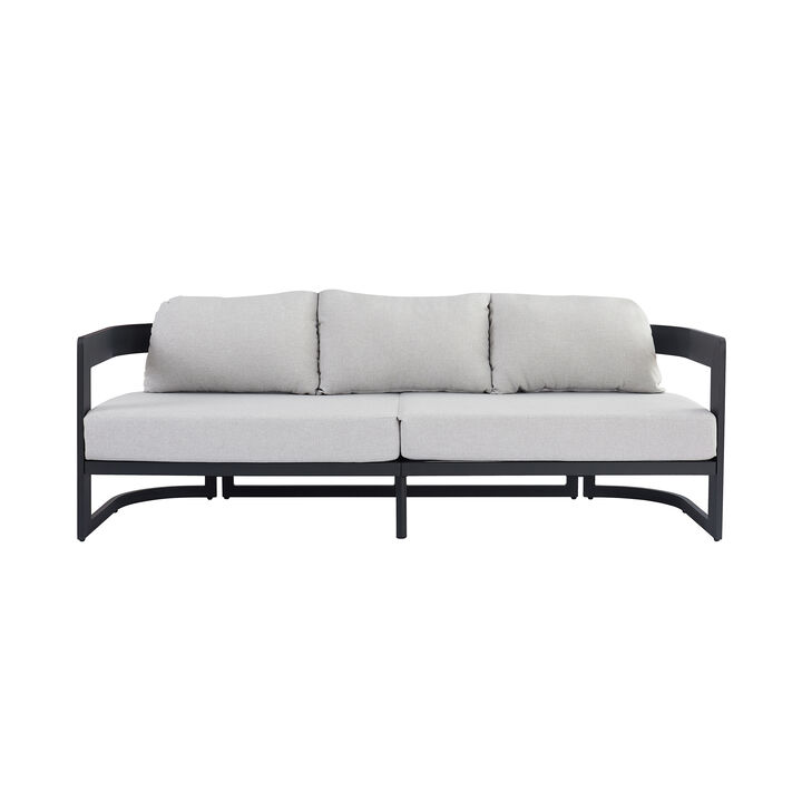 Christopher Knight Home Ulvaro 76.75" Modern 3-Seater Aluminum Outdoor Sofa with Cushions