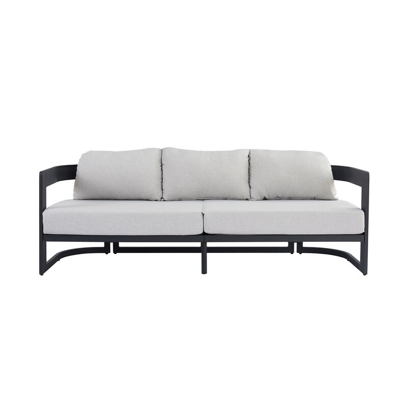 Christopher Knight Home Ulvaro 76.75" Modern 3-Seater Aluminum Outdoor Sofa with Cushions image number 0