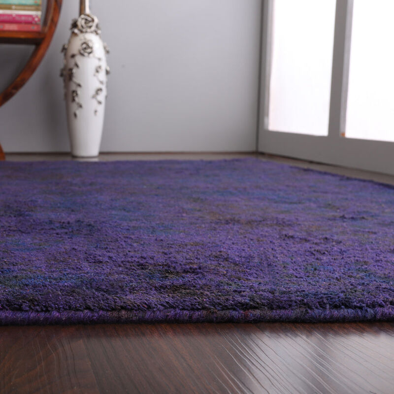 RUGSOTIC CARPETS HAND KNOTTED LOOM SILK ECO-FRIENDLY AREA RUGS  - Purple Color, Plain Solid Design, High Pile Thick Handmade Anti Skid Area Rugs for Living Room, Bed Room (LS0111) image number 5