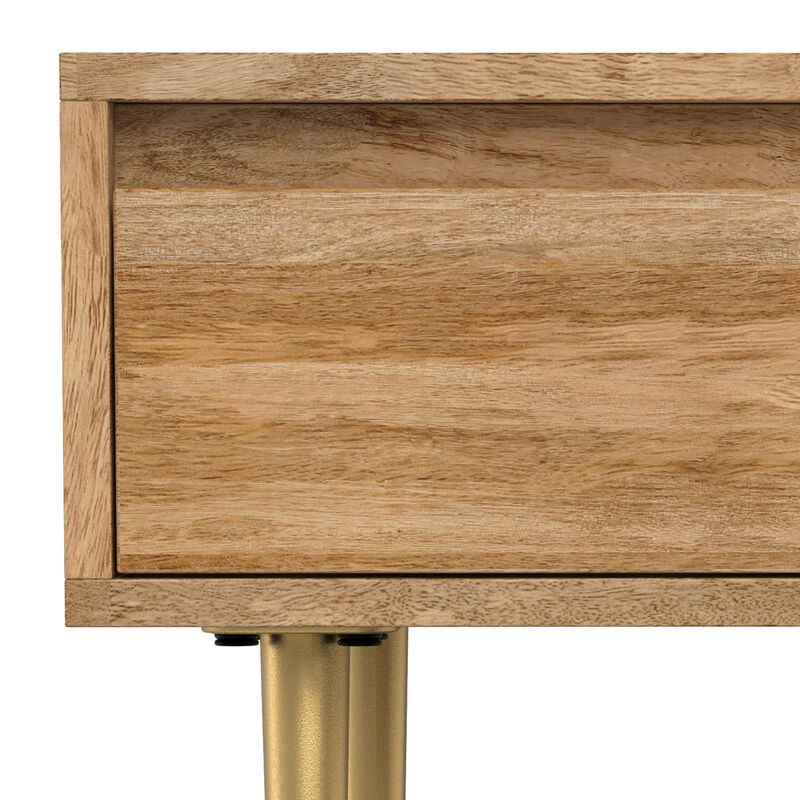 Fallon SOLID MANGO WOOD 20 inch Wide Square Contemporary End Table with Drawer in Natural