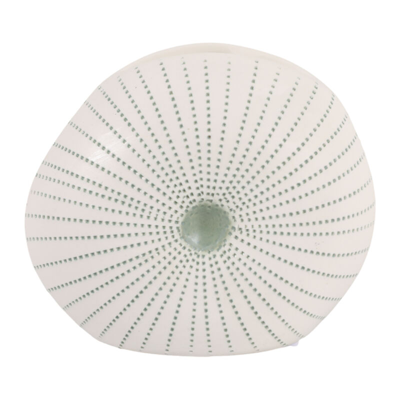 5x4" Round Dotted Shell Bud Vase, White/green image number 0