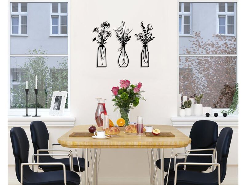 Metal Flower Wall Art Set of 3 Rustic Farmhouse Minimalist Decor for Living Room image number 1