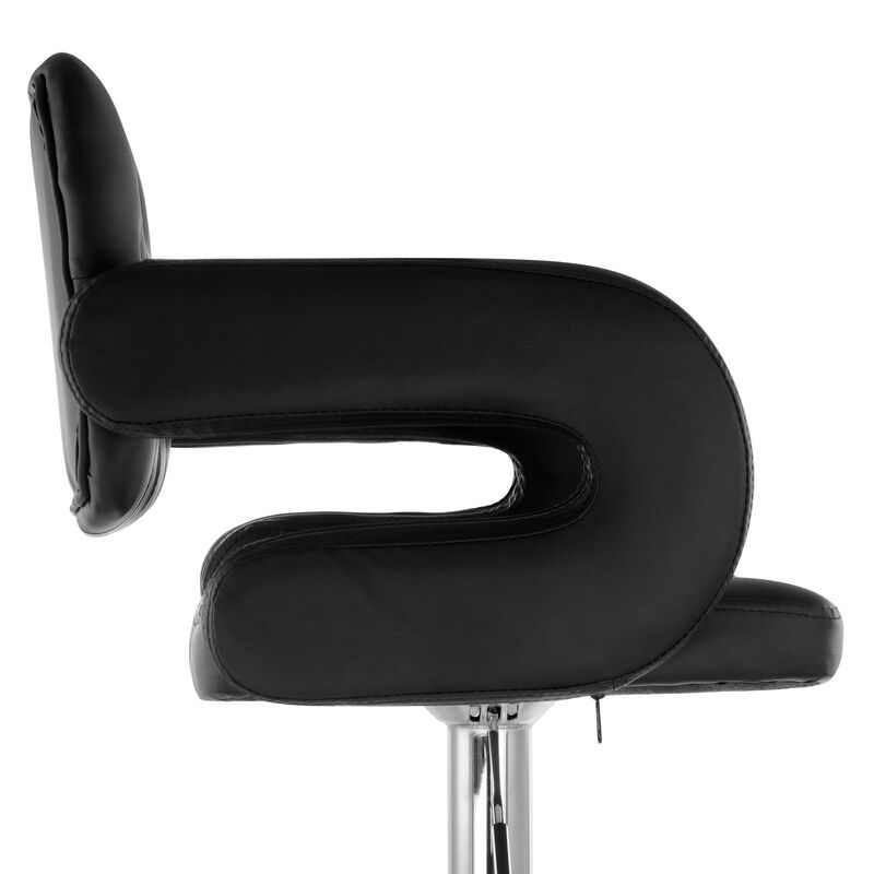 Elama Faux Leather Tufted Bar Stool in Black with Chrome Base and Adjustable Height image number 7