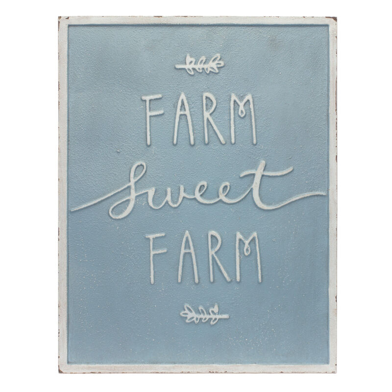 HomeRoots Set of Two Blue And White Farm Sweet Farm Metal Wall Decor image number 2