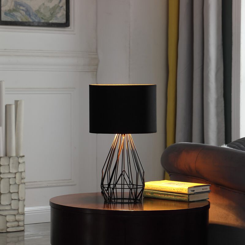Hivvago 18&rdquo; Asymmetric Black Cage Metal Table Lamp