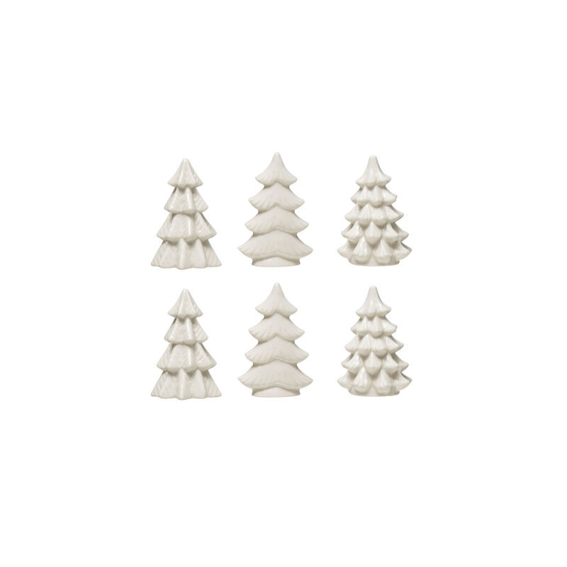 Stoneware Trees, White, Boxed Set of 6 image number 1