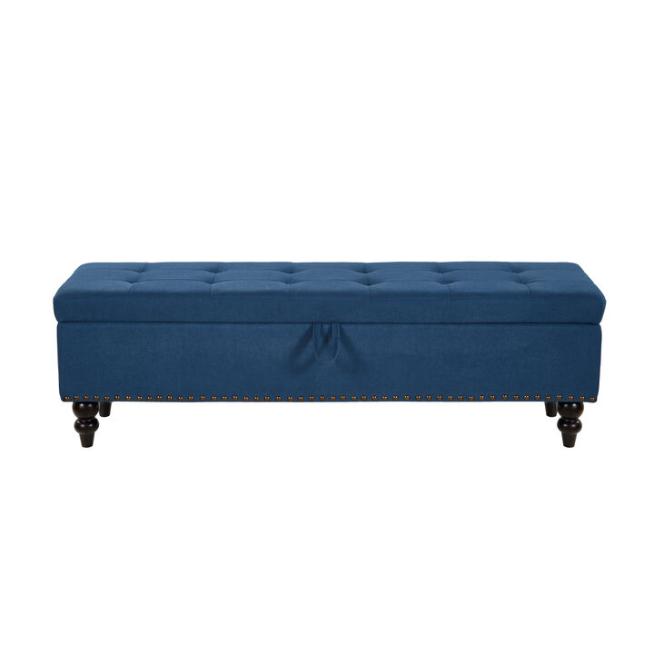 Merax Bed Bench Ottoman with Storage Beige Fabric