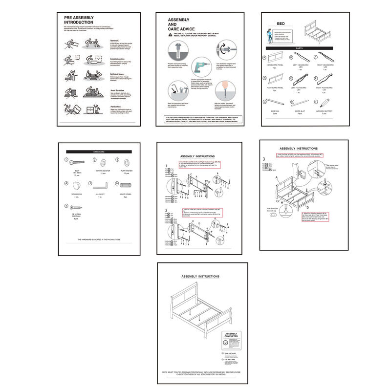 Ryla Queen Size Bed, Sleigh Panel Headboard, Dark Cherry Brown Solid Wood - Benzara