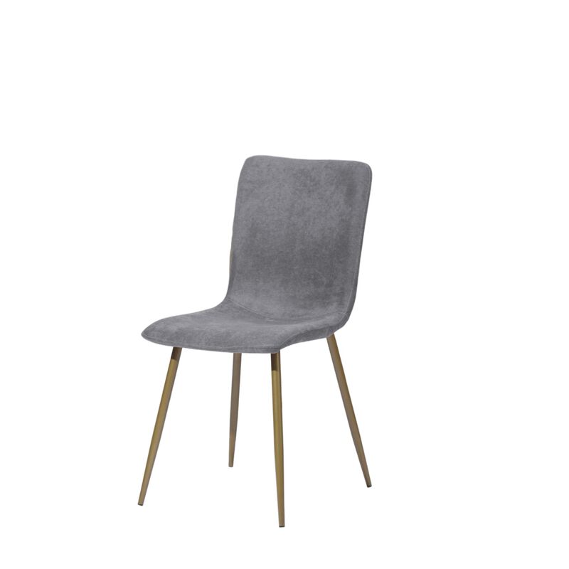 HomeRoots Set of Four Dark Gray and Gold Fabric Dining Side Chairs image number 2