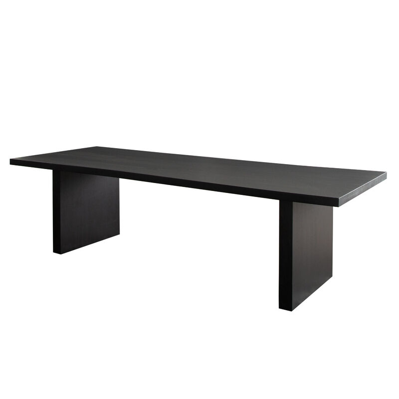 Somy Dining Table, Wide Panel Legs, Classic Black Mango Wood, 110 Inch