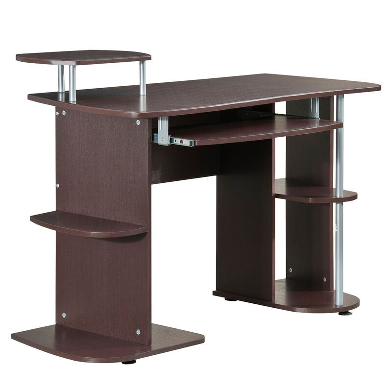 Complete Computer Workstation Desk With Storage, Chocolate