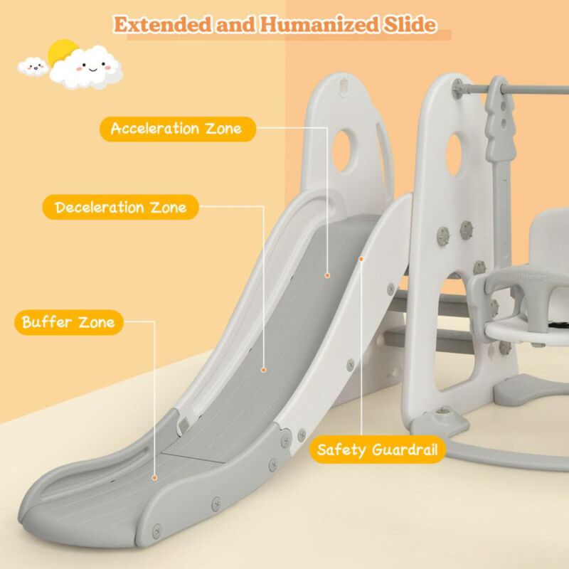 Hivvago 6 in 1 Toddler Slide and Swing Set with Ball Games