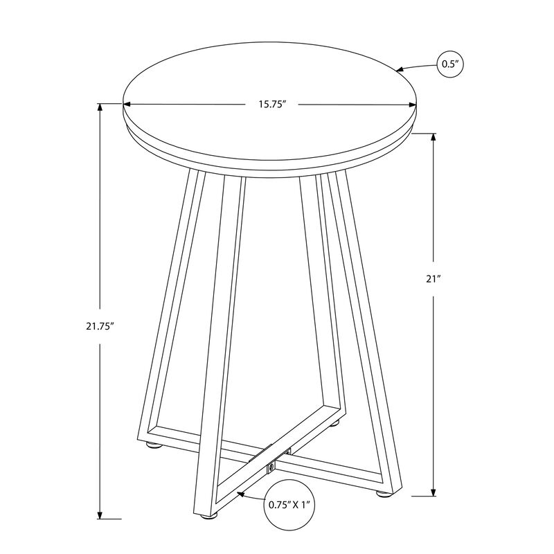 Monarch Specialties I 2176 Accent Table, Side, Round, End, Nightstand, Lamp, Living Room, Bedroom, Metal, Laminate, Grey, Black, Contemporary, Modern image number 2