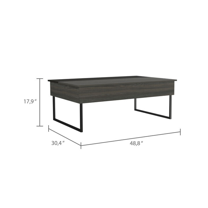 Kaskade Lift Top Coffee Table, Two Legs, Two Shelves -Espresso / Black