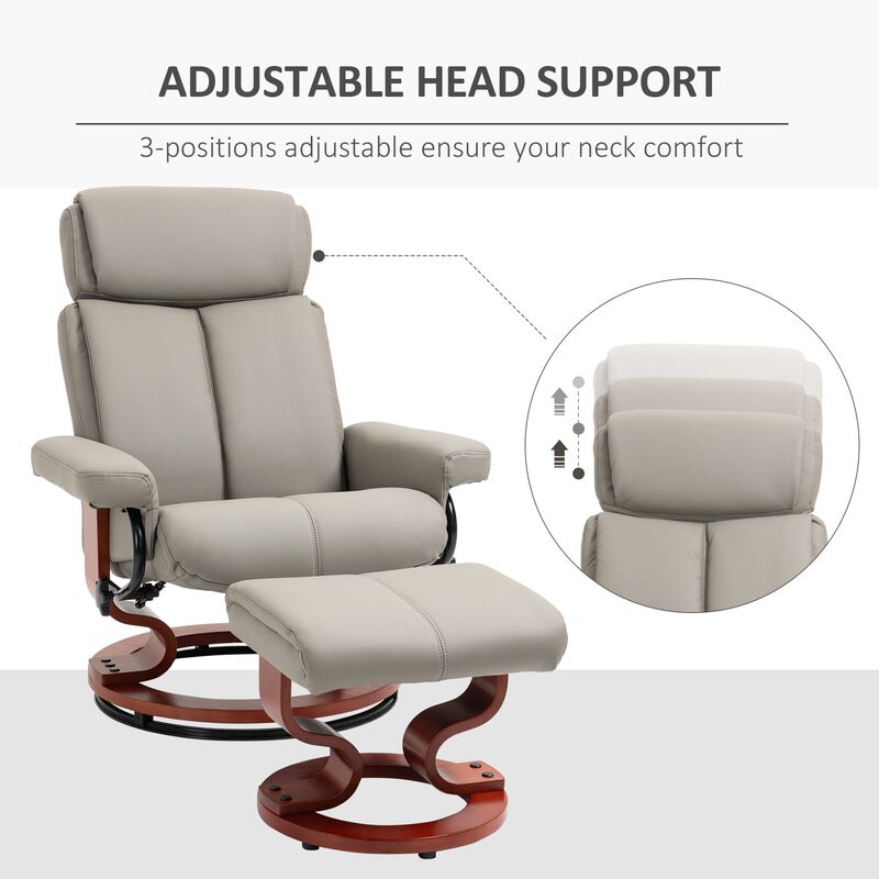 Grey Living Room Comfort: Swivel Recliner Chair with Ottoman