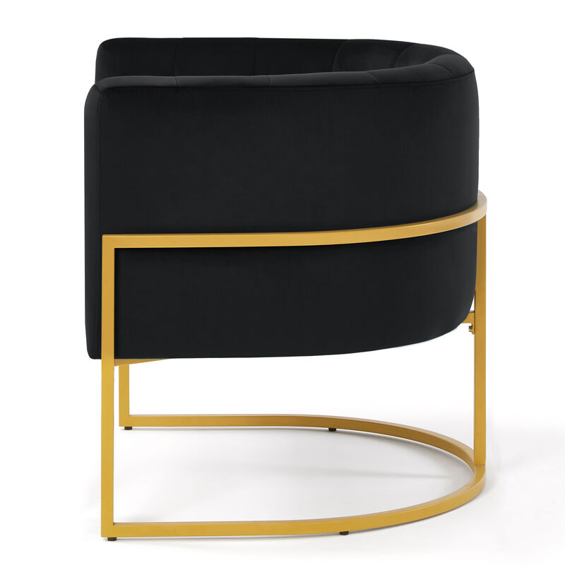 Streamdale Golden Metal Accent Chair with Velvet Upholstery