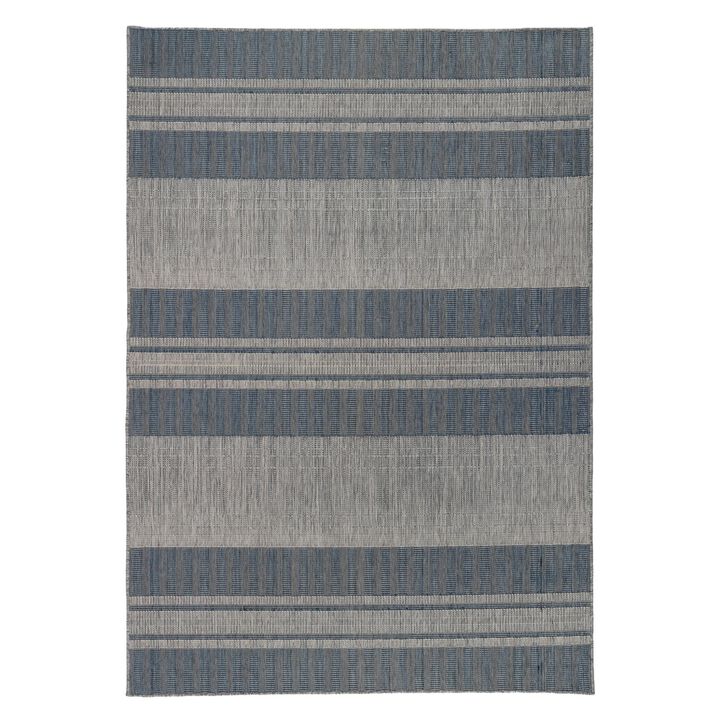 HomeRoots Striped Stain Resistant Indoor Outdoor Area Rug