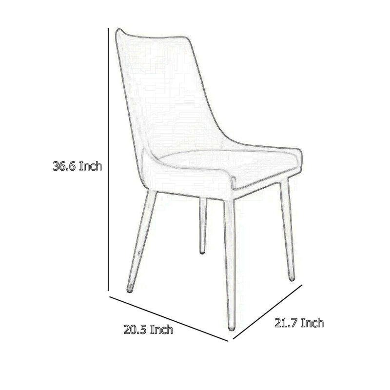 Rusa Dining Chair Set of 2, White Faux Leather Upholstery, Gold Legs