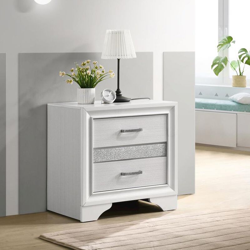 Simple Relax 2 Drawers Wooden Nightstand in White image number 1