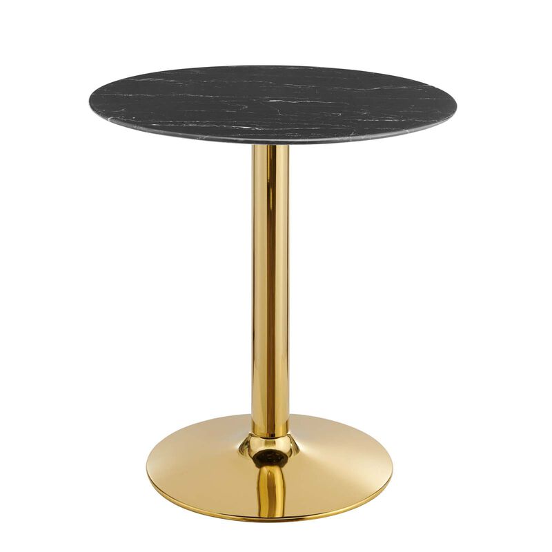 Modway - Verne 28" Artificial Marble Dining Table Gold Black image number 0