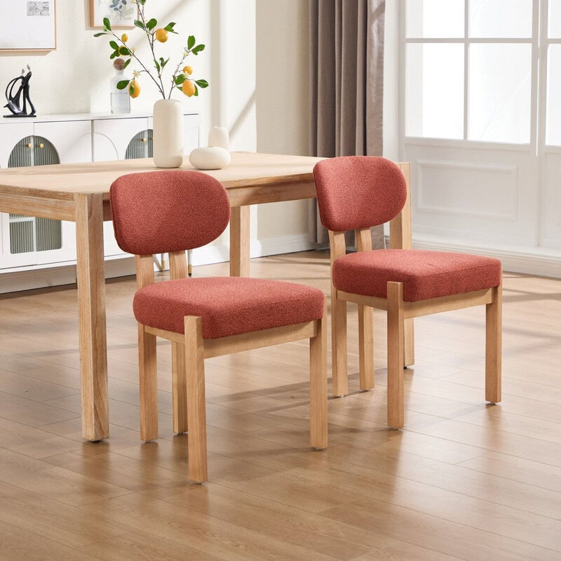 Envelor Farmhouse Chenille Upholstered Cane Leg Dining Chair, Set of 2 image number 3