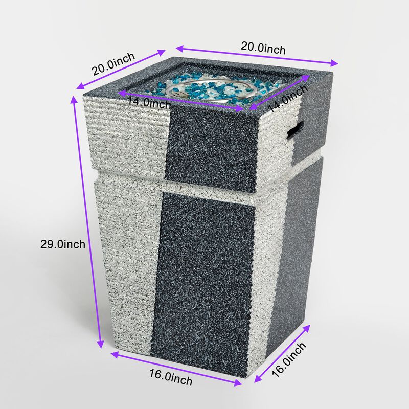 Mondawe Outdoor Concrete Fire Pit Column, Courtyard Gas Fire Pit