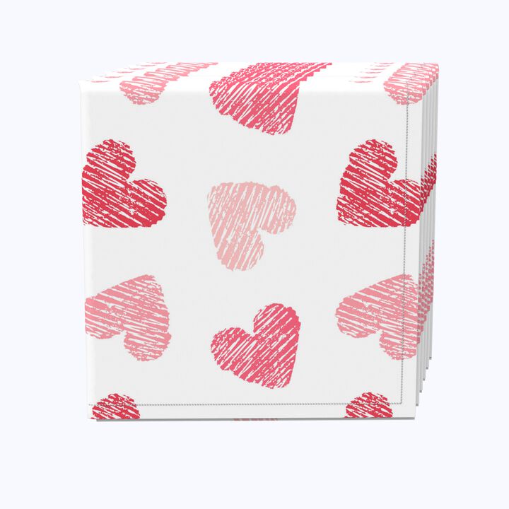 Fabric Textile Products, Inc. Napkin Set, 100% Polyester, Set of 4, Valentine's Shaded Hearts