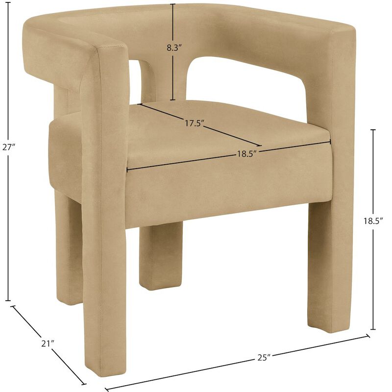 Meridian Furniture Athena Camel Velvet Dining Chair