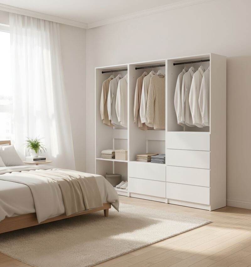 Prosper White Freestanding Walk in Wood Closet System